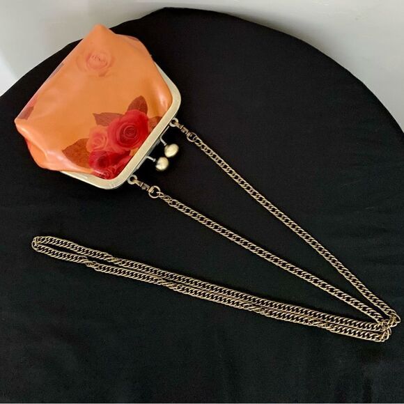 Handmade Vintage Style Genuine Leather Floral Print Purse/Wristlet/Crossbody - Picture 4 of 16